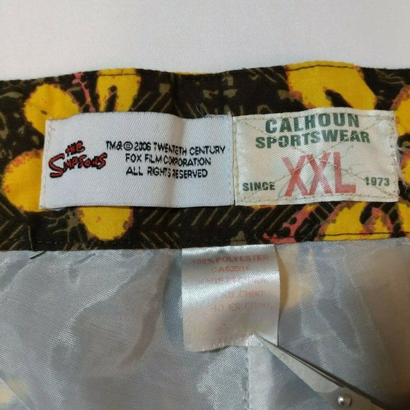 The Simpsons Calhoun Sportwear XXL Extra Extra Large Floral Green Yellow Shorts - Picture 6 of 11